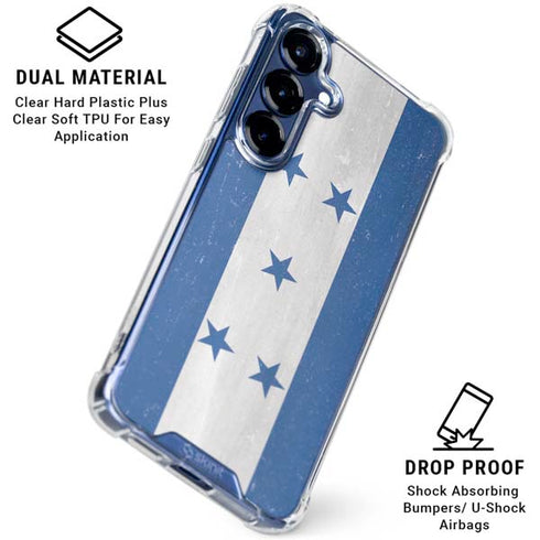 Honduras Flag Distressed Galaxy S25 Clear Case